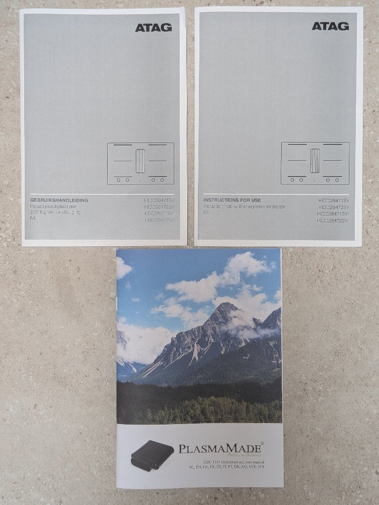 ATAG inductiekookplaat, geintegreerde afzuig & plasma filter, Elektronische apparatuur, Ophalen, 4 kookzones, Zo goed als nieuw