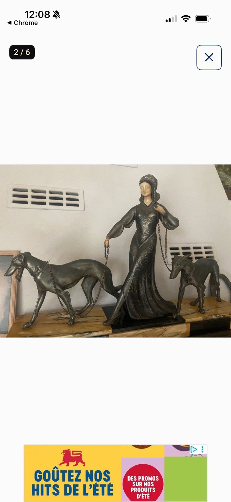 Statue Art Déco « La Dame aux Chiens » – R. Scali, Enlèvement