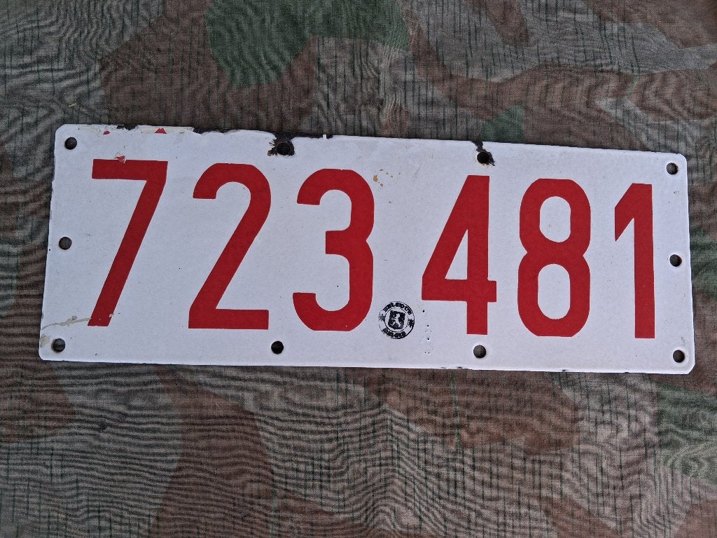 Ancienne plaque minéralogique belge émaillée années 40, Enlèvement ou Envoi