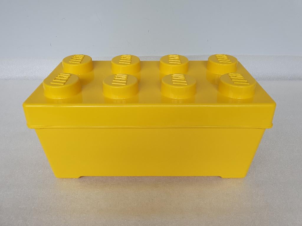 Gele Lego opbergdoos bouwsteen ca. 18 cm (geen inhoud), Enlèvement ou Envoi, Utilisé, Lego