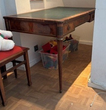 bureau ancien bois et cuir, Maison & Meubles, Enlèvement, Utilisé
