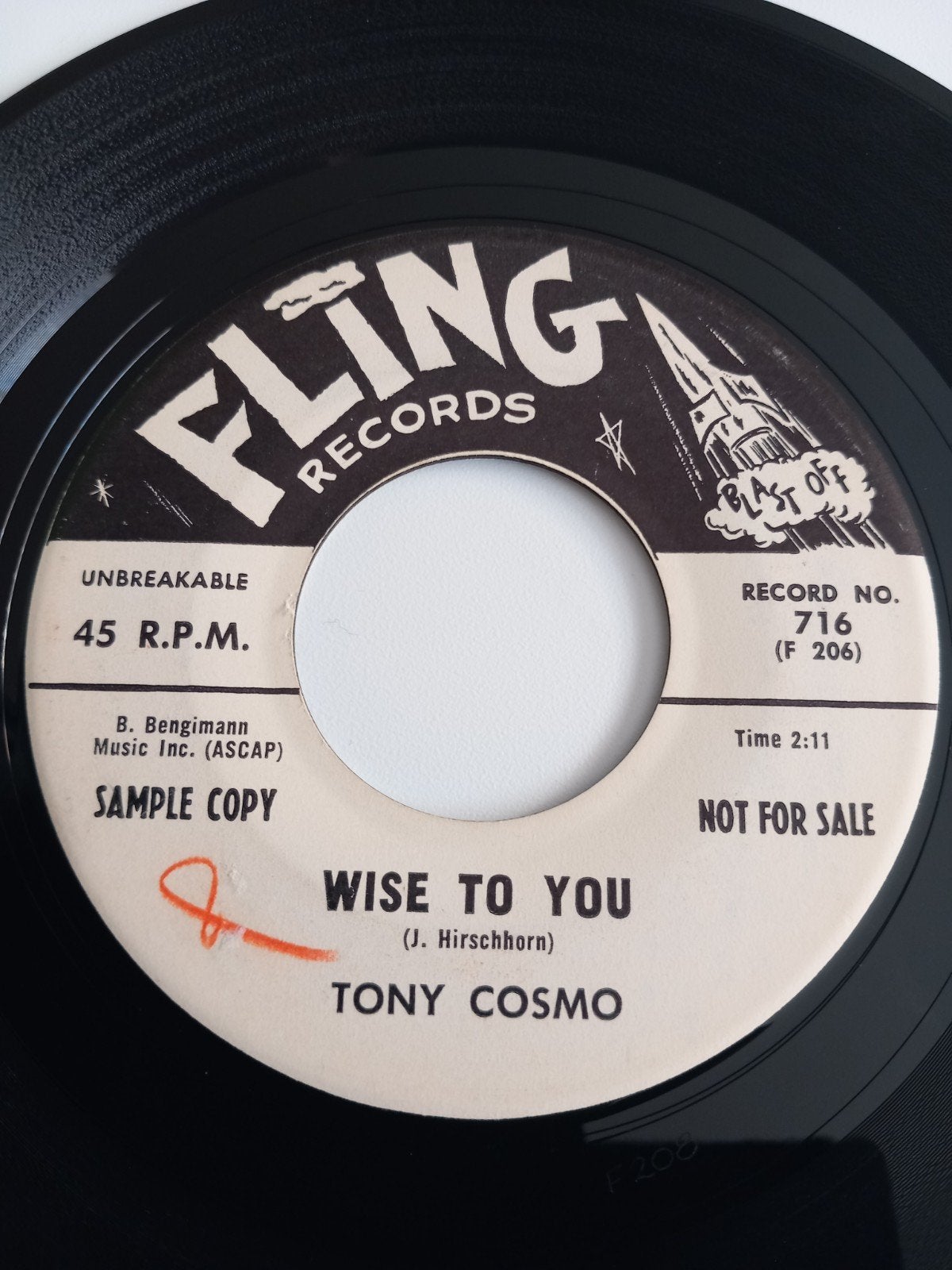 TONY COSMO .WISE TO YOU .1960 OLDIES USA 45T, Enlèvement ou Envoi