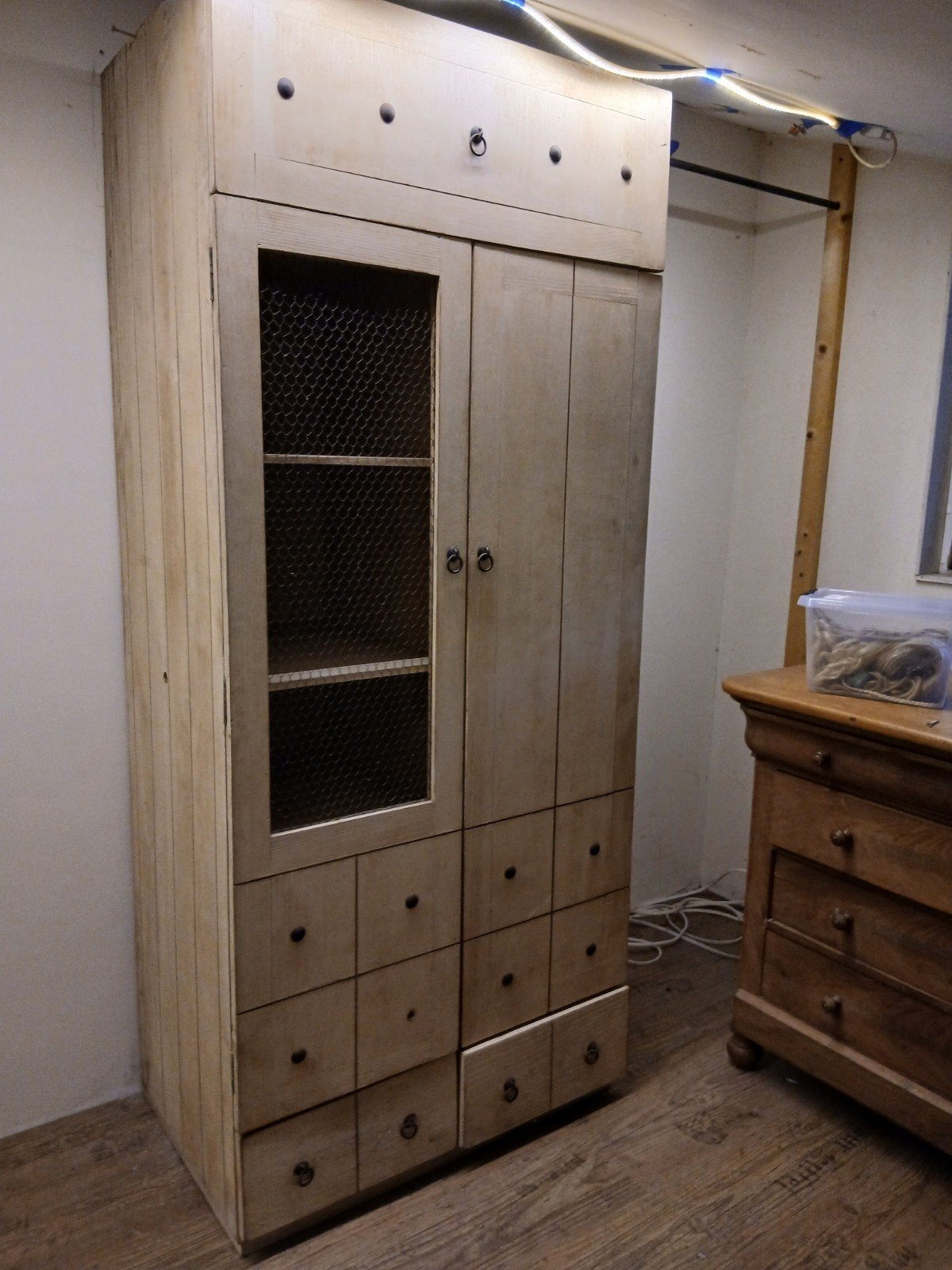 set 6 st vol hout kasten, Huis en Inrichting, Slaapkamer | Complete slaapkamers, Ophalen, Gebruikt, Tweepersoons, Brocante