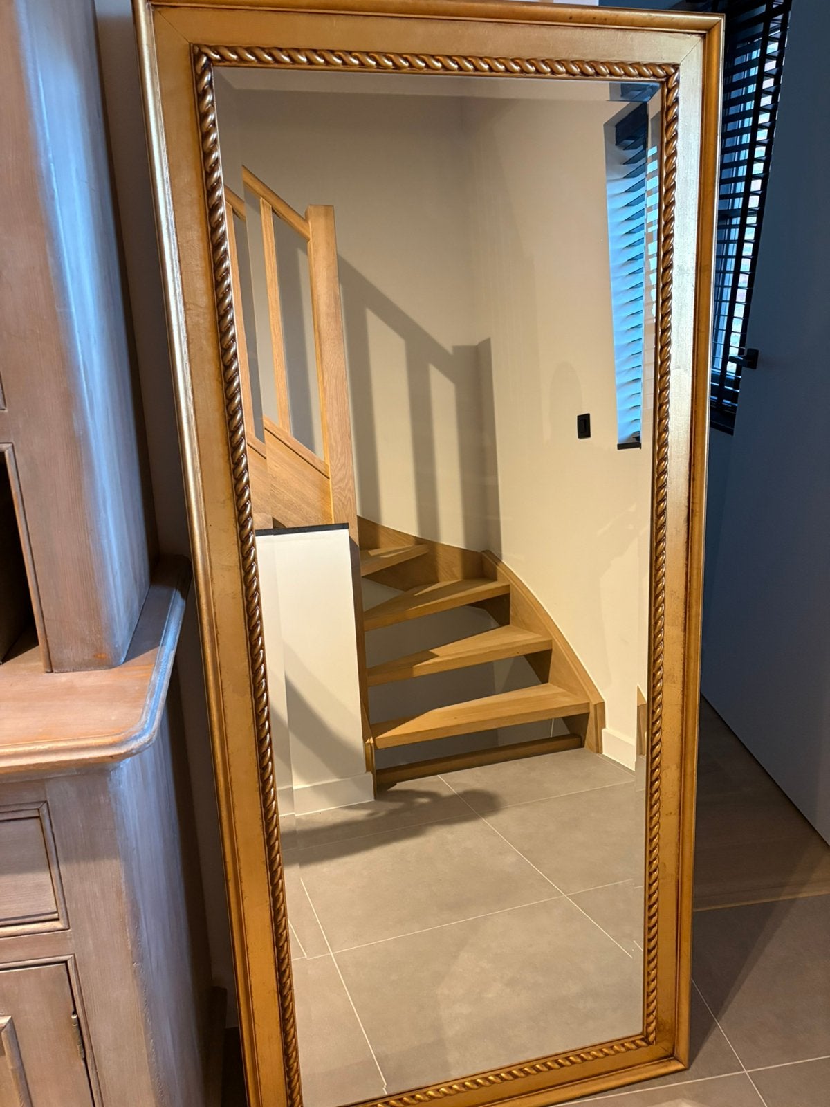Goud kleurige spiegel, Huis en Inrichting, Ophalen, Gebruikt, 125 cm of meer, Minder dan 100 cm