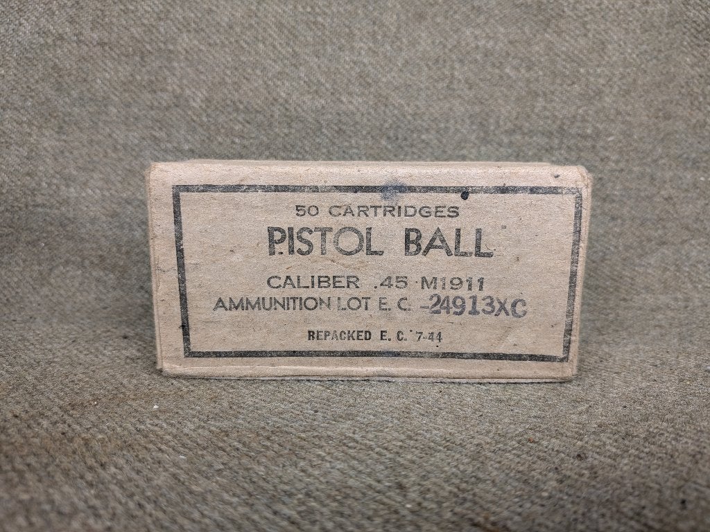 CAL .45 pistol ball boite (M1911, thompson,...) (vide) 1944, Collections, Enlèvement ou Envoi