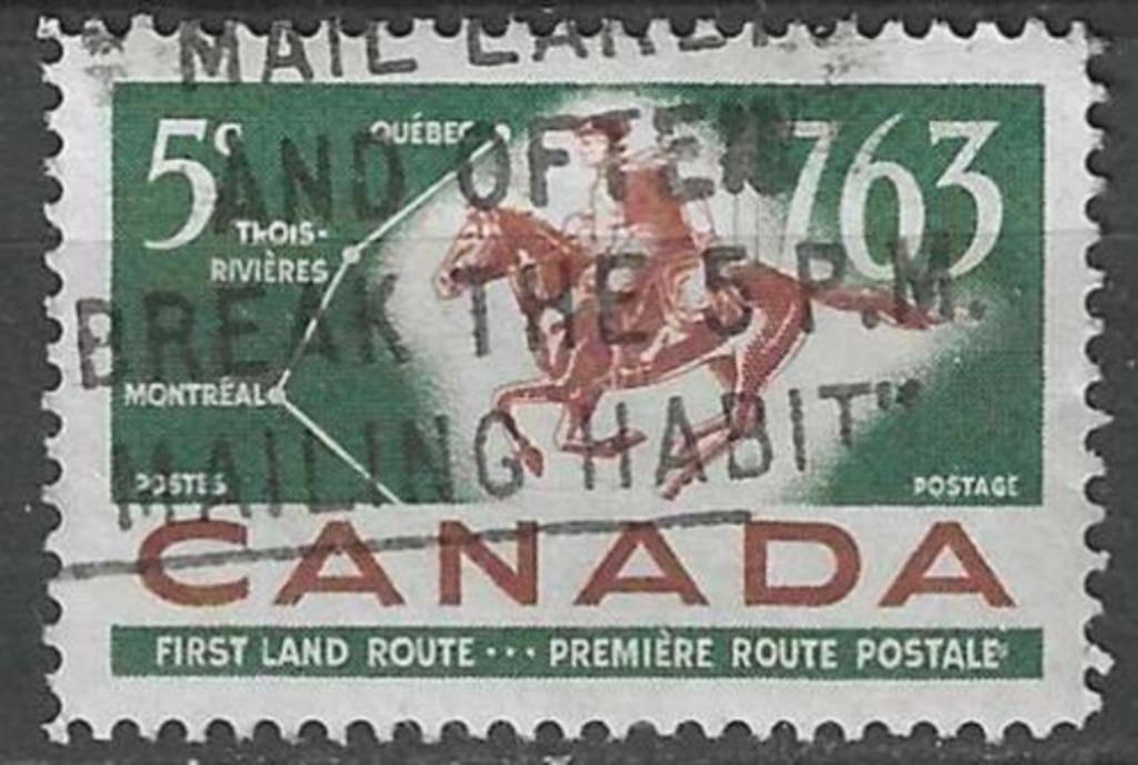 Canada 1963 - Yvert 336 - Post tussen Quebec en Montreal(ST), Postzegels en Munten, Postzegels | Amerika, Gestempeld, Verzenden