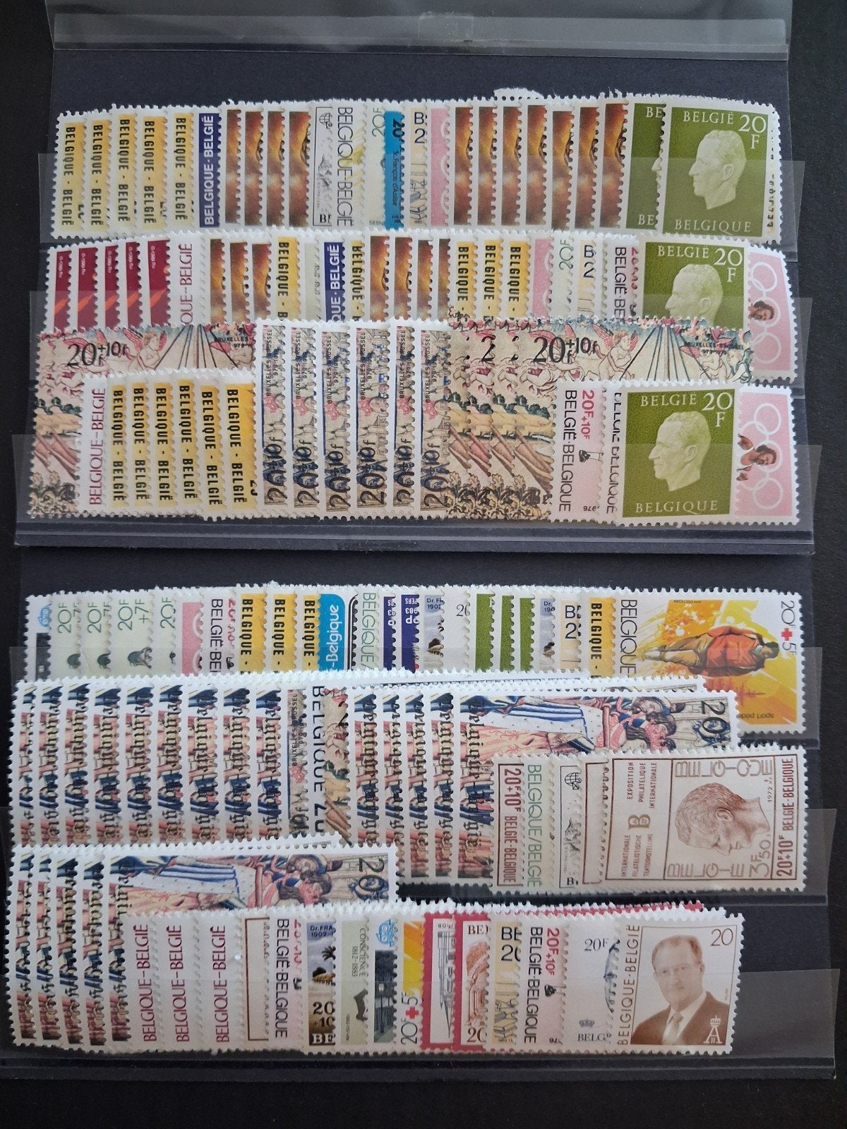 plakzegels: 20 Bfr X 135 zegels postfrisse, Originele gom, Verzenden, Orginele gom, Kunst, Zonder stempel