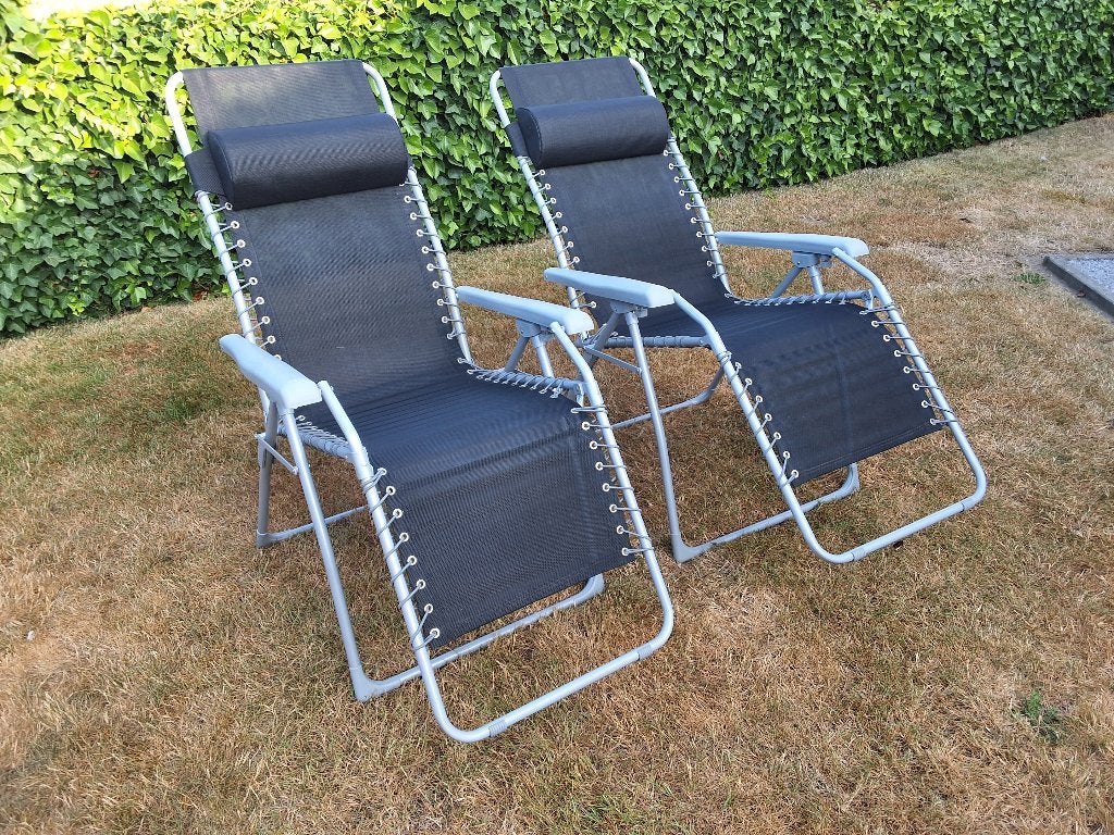 Luxe tuinstoel - set van 2, Tuin en Terras, Tuinstoelen, Ophalen, Zo goed als nieuw, Metaal, Verstelbaar