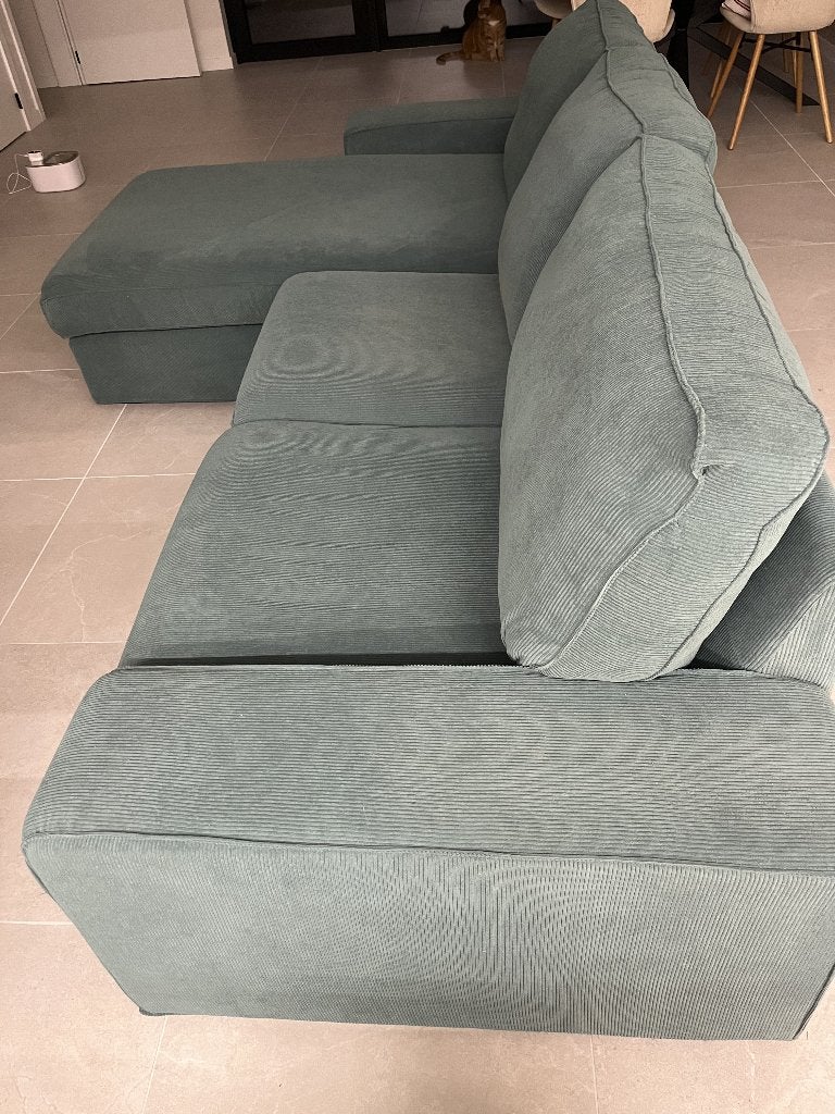 KIVIK groene 3-zitsbank met chaise longue, Trois personnes, Comme neuf, Enlèvement, Tissus