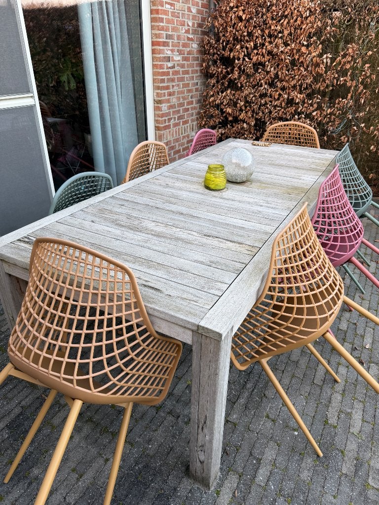 Teak tuintafel, Jardin & Terrasse, Tables de jardin, Enlèvement, Utilisé, Rectangulaire, Bois de teck