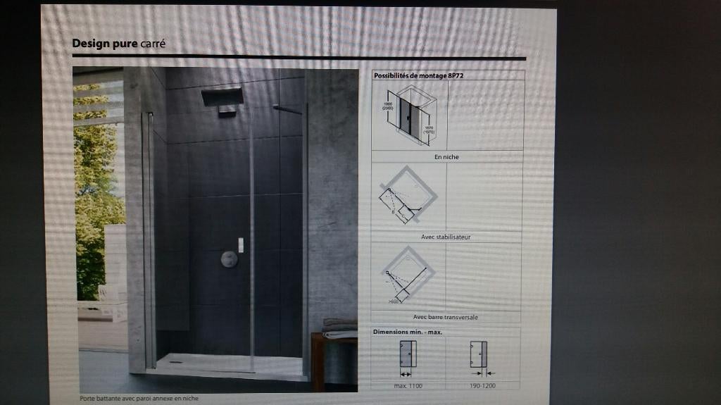 Paroi de douche 121 cm (119-122) en niche NEUVE, Enlèvement, Neuf