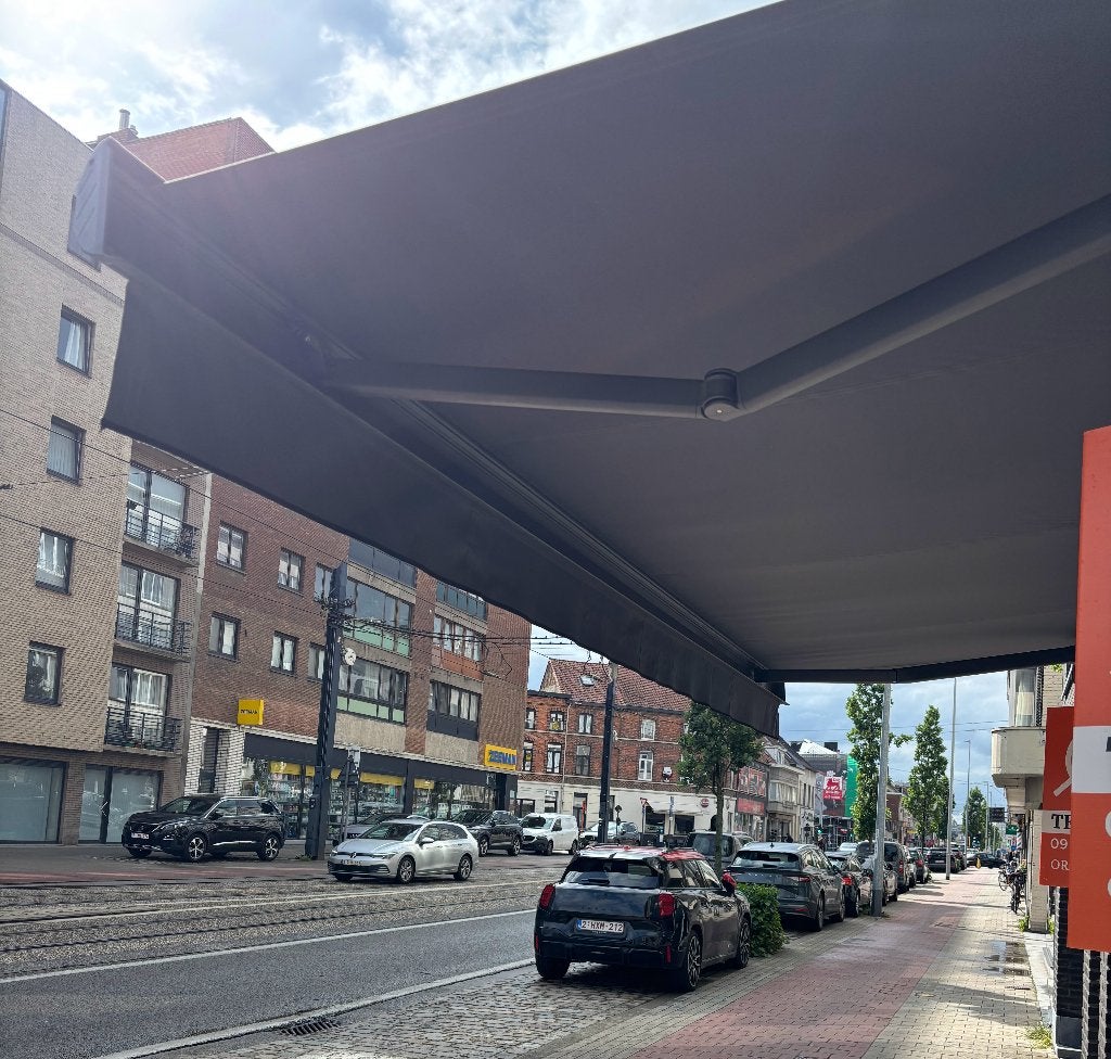 Manueel zonnescherm Weinor, Tuin en Terras, Zonneschermen, Ophalen, Gebruikt, 250 cm tot 450 cm, Knikarmscherm