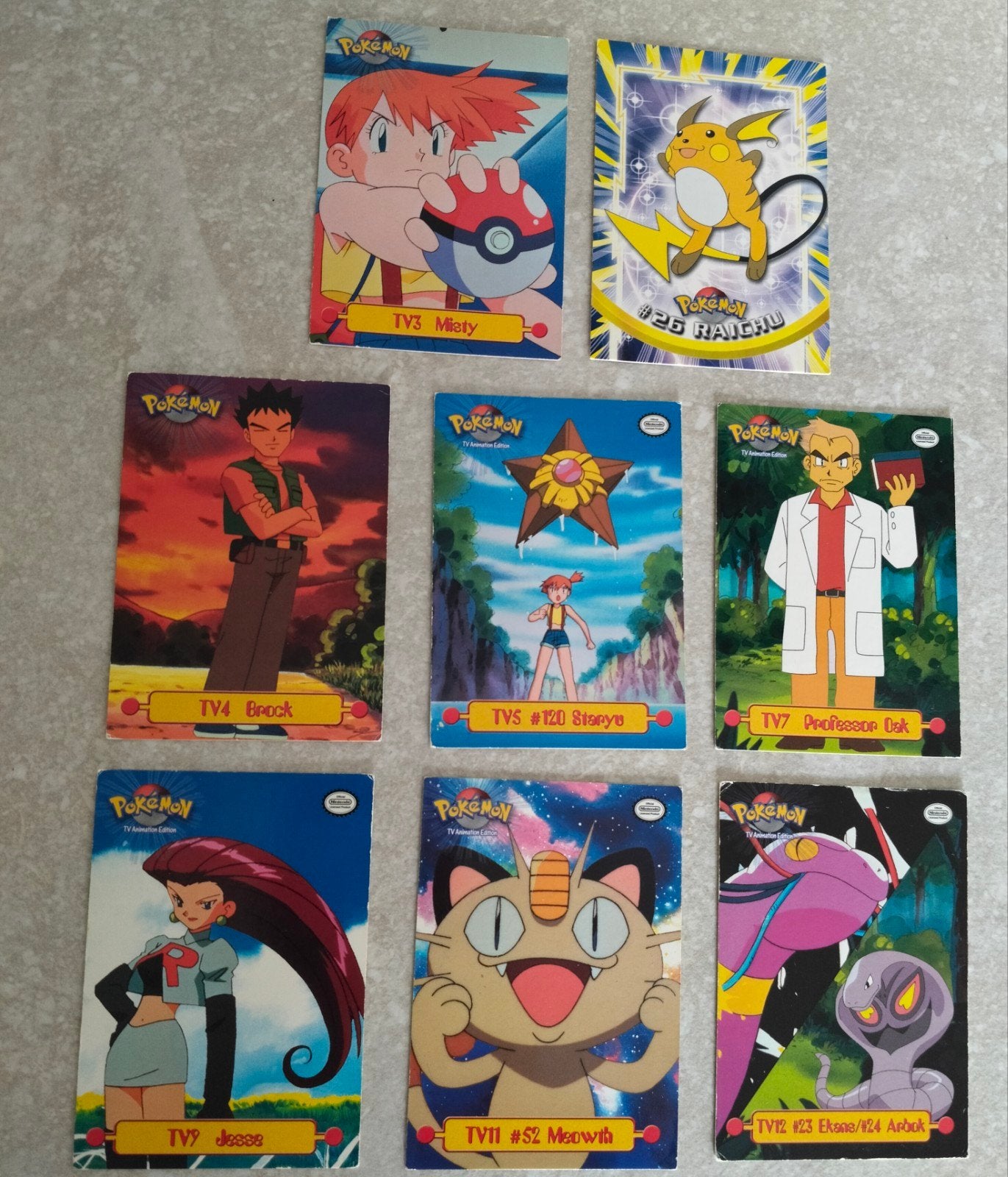 8 oude kaarten Pokemon uit 1999, Hobby en Vrije tijd, Ophalen of Verzenden
