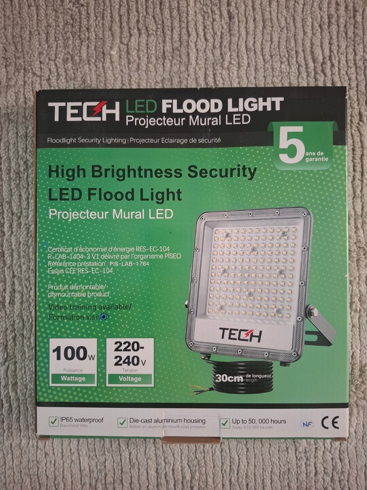 Set van 2 Tech LED Schijnwerpers / Floodlights – 100W (Nieuw, Ophalen, Nieuw, 50 tot 200 watt, Lamp