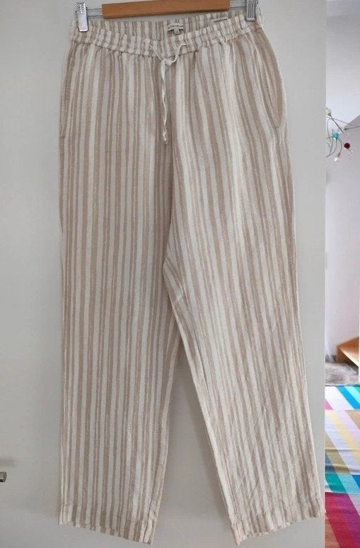 Lange linnen broek, Tom Tailor, maat 38, Maat 38/40 (M), Beige, Zo goed als nieuw, Lang