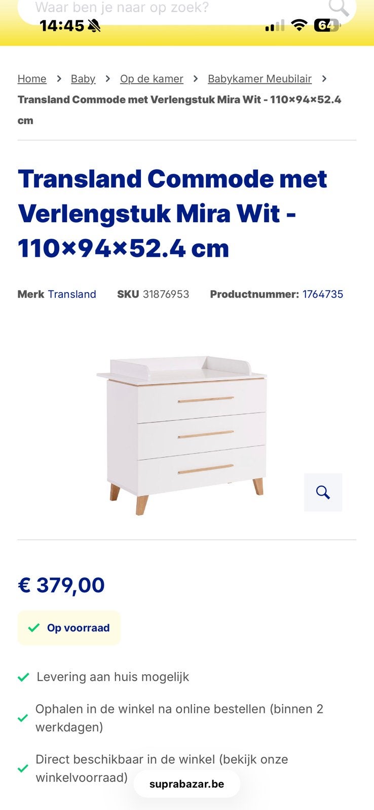 Witte verzorgingstafel, Ophalen, Zo goed als nieuw