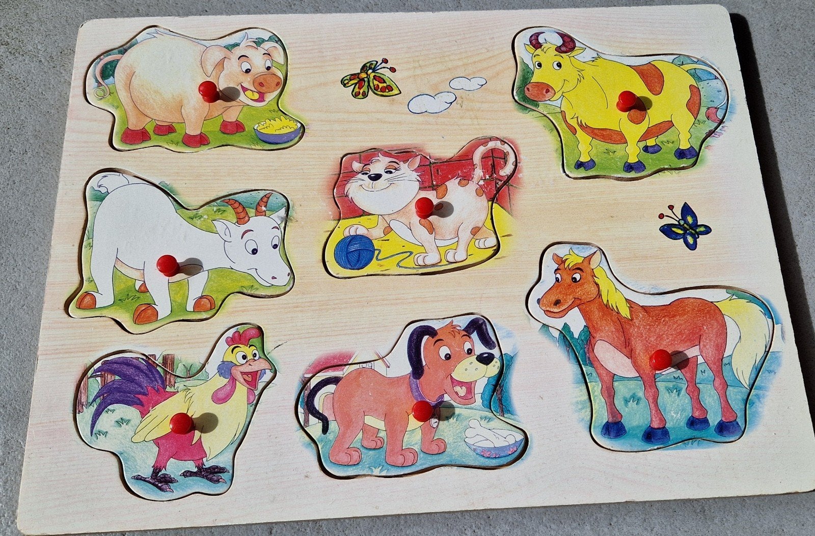 Puzzle à boutons avec animaux, Enlèvement, Utilisé, 6 mois à 2 ans, Moins de 10 pièces