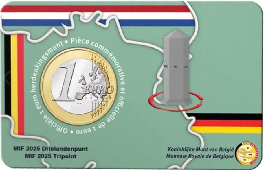Coincard 1 euro België 2025 MIF Drielandenpunt, Ophalen of Verzenden, België, 1 euro
