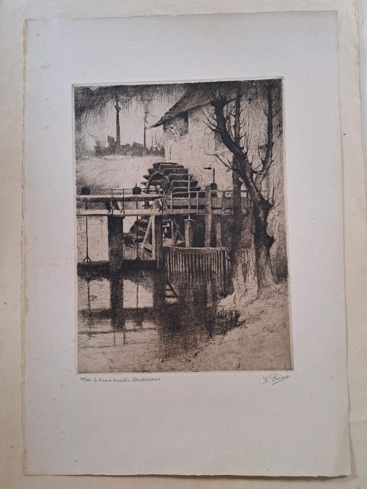PEISER Kurt  "Le vieux moulin Stockmans" ets, Enlèvement ou Envoi, Eau-forte, Numéroté