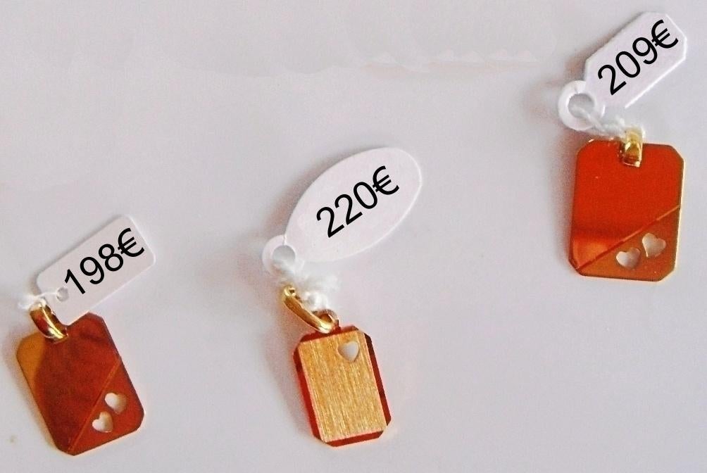 Pendentif plaque orifice(s) coeur à graver or jaune 18K NEUF, Bijoux, Sacs & Beauté, Neuf, Or, Cœur, Jaune