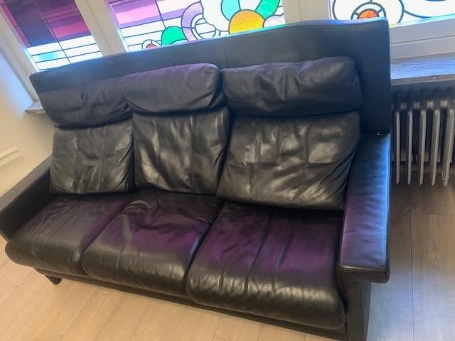 leder 3 zit, Huis en Inrichting, Zetels | Zetels, Ophalen, Gebruikt, 150 tot 200 cm, Driepersoons