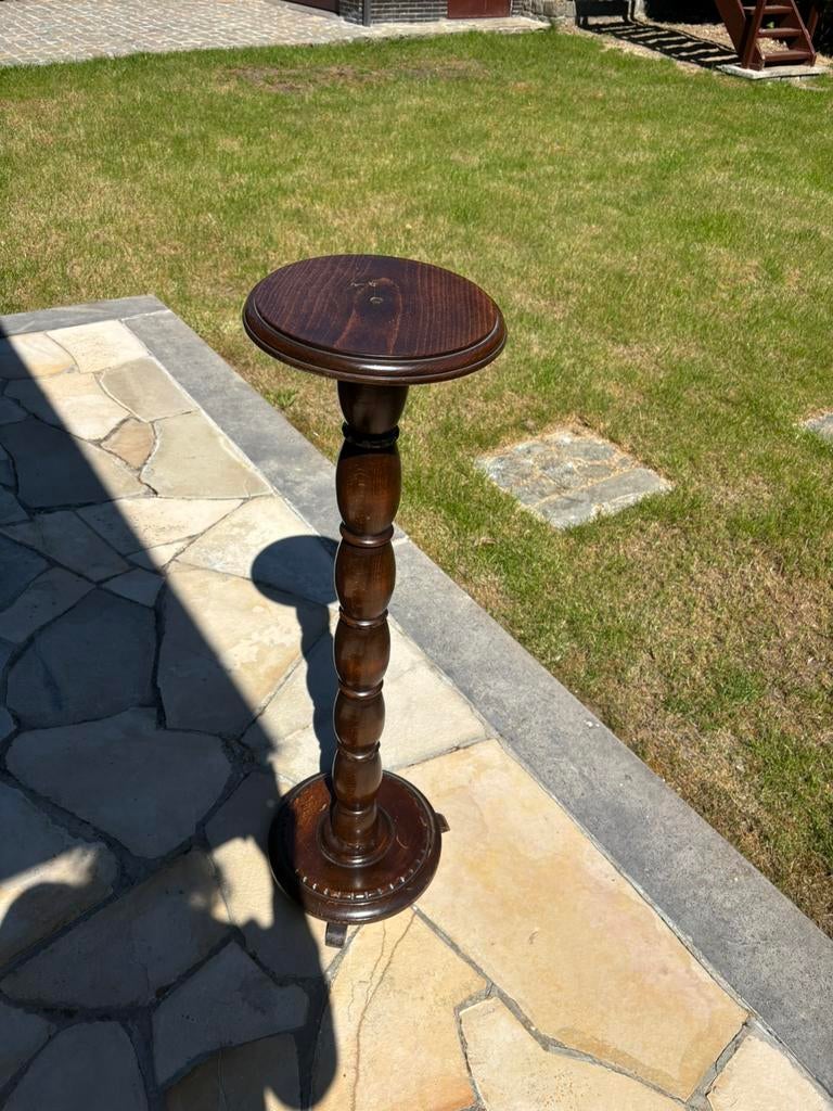 Vintage houten plantenstandaard in massief hout, Ophalen, Gebruikt