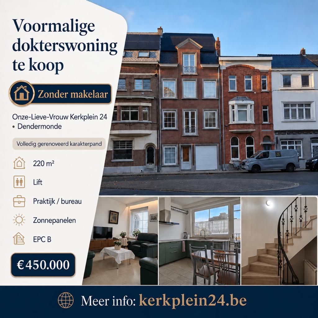 Karakterpand te koop in D'monde – 220 m², lift en praktijk, Immo, 220 m², Provincie Oost-Vlaanderen, Tot 200 m², 3 kamers