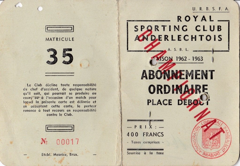 Anciens documents RSC Anderlecht, Enlèvement ou Envoi, Utilisé, Autres types