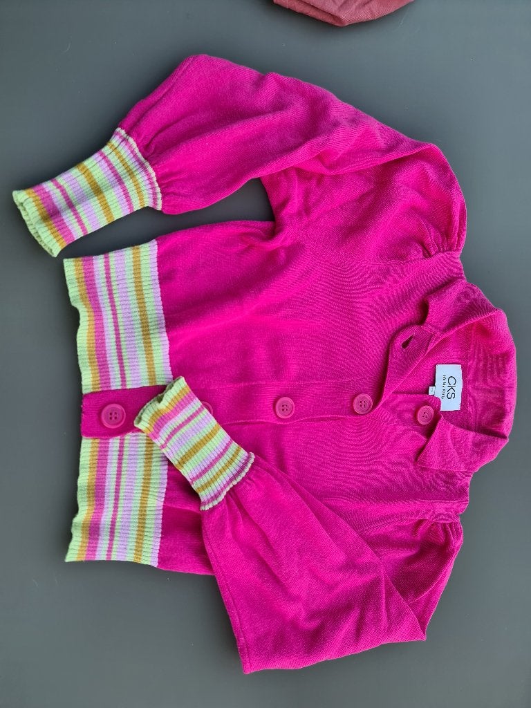 Roze trui, pull met knopen, CKS, 140, Ophalen, Zo goed als nieuw