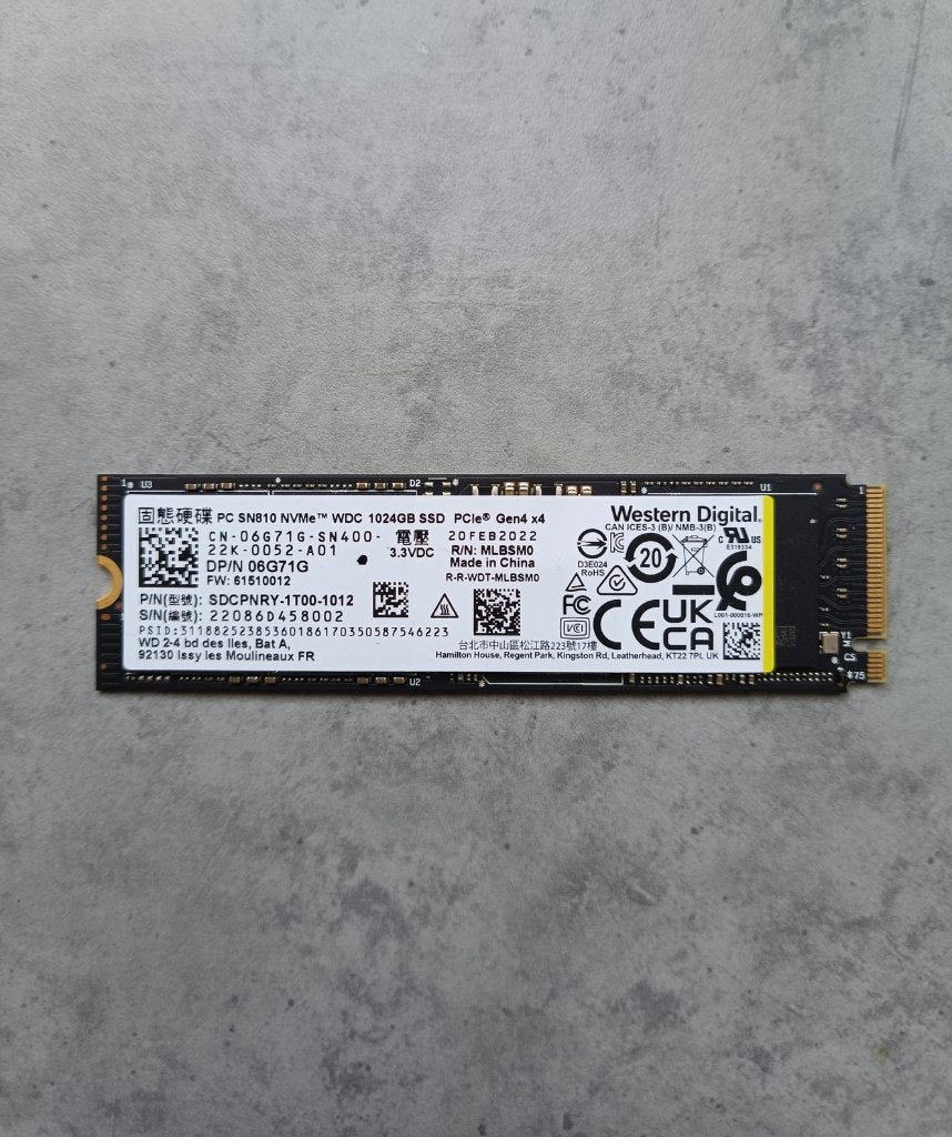 1Tb SSD WD SN810 NVMe M.2 Type 2280 Gen 4x4, Enlèvement ou Envoi, SSD, Interne, Comme neuf