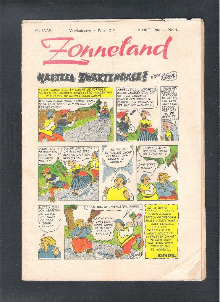 ZONNELAND 8 Okt. 1961 Nr. 41  -  Kasteel Zwartendale, Enlèvement ou Envoi, Utilisé
