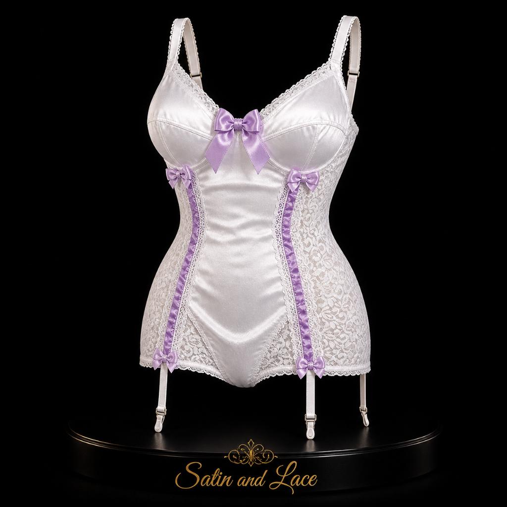 Luxury Satin Lace Lingerie Set Elegant & Shaping, Kleding | Dames, Handmade, Verzenden, Wit, Body of Korset