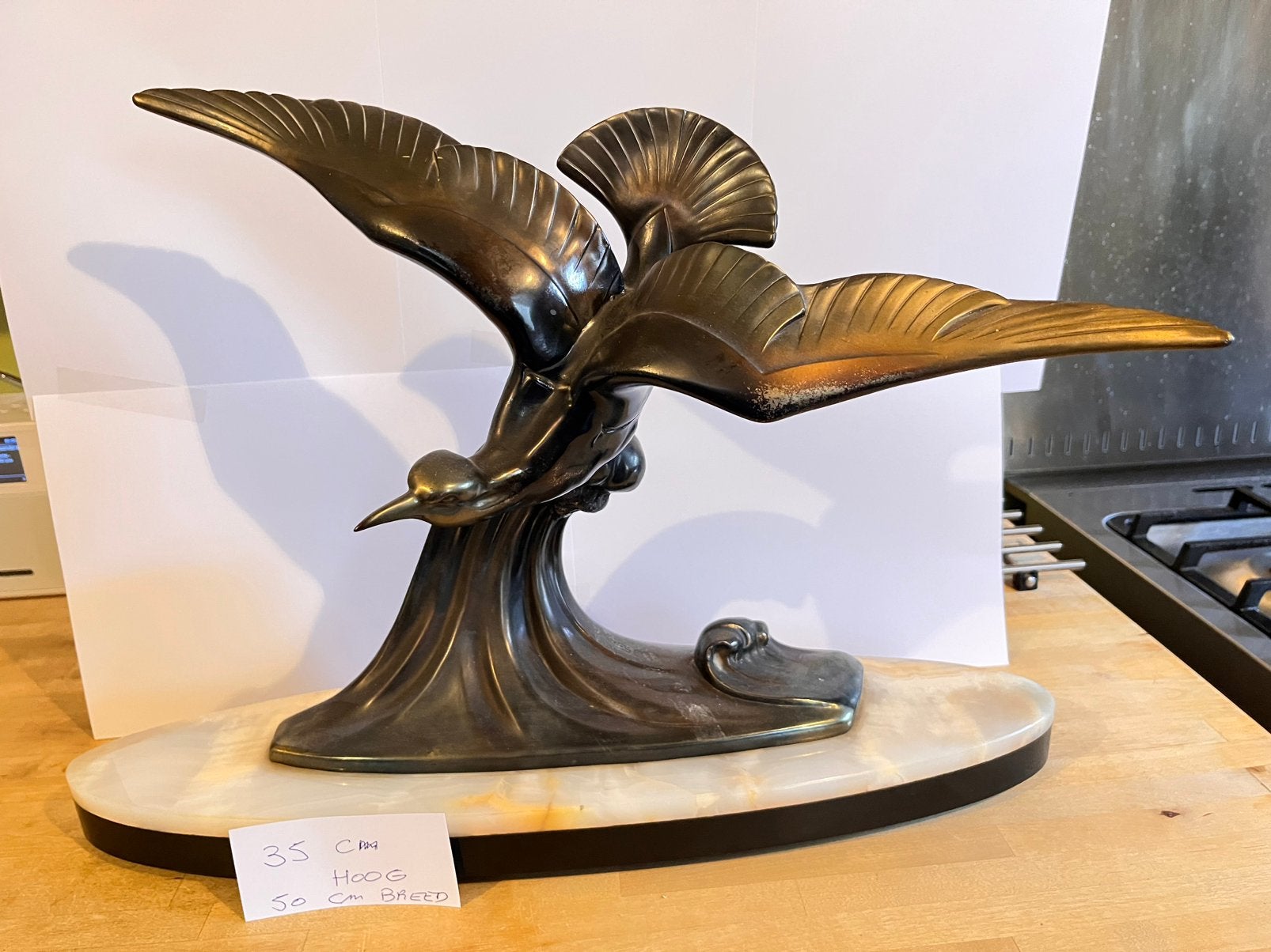 Art Deco Zamac zeemeeuw, Ophalen, Art deco, 20 - 50 cm, Overige materialen