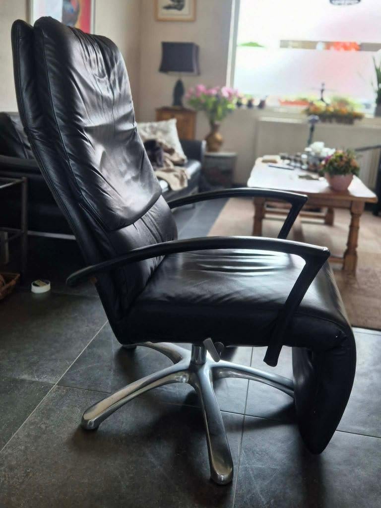 Ergonomische lederen relax-zetel, Huis en Inrichting, Zetels | Zetels, Ophalen, Eenpersoons, Leer, Zo goed als nieuw