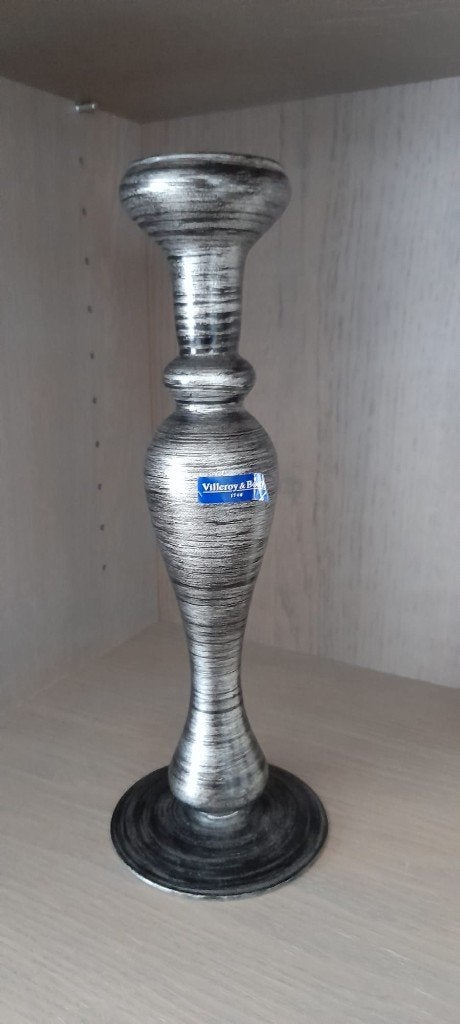 Grijze glazen kandelaar,32 cm hoog,Villeroy & Boch 1748., Enlèvement ou Envoi, Verre