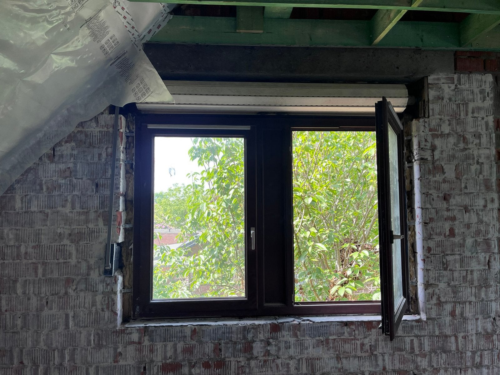 Raam meranti hout dubbel glas 132,5h x 186b, Ophalen, Gevelraam of Ruit, Gebruikt, 120 tot 160 cm