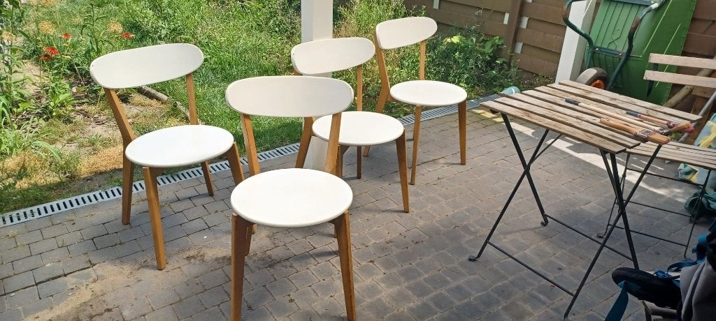 4 stoelen, Huis en Inrichting, Ophalen, Gebruikt, Wit, Vier