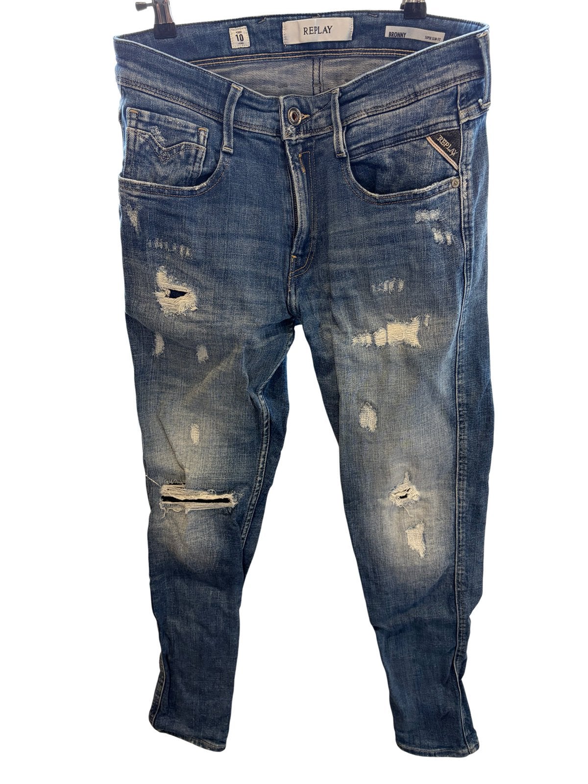 Replay Bronny Jeans met superdunne pasvorm W30 L30 (T.38/40), Ophalen of Verzenden, Zo goed als nieuw, Blauw, Overige jeansmaten