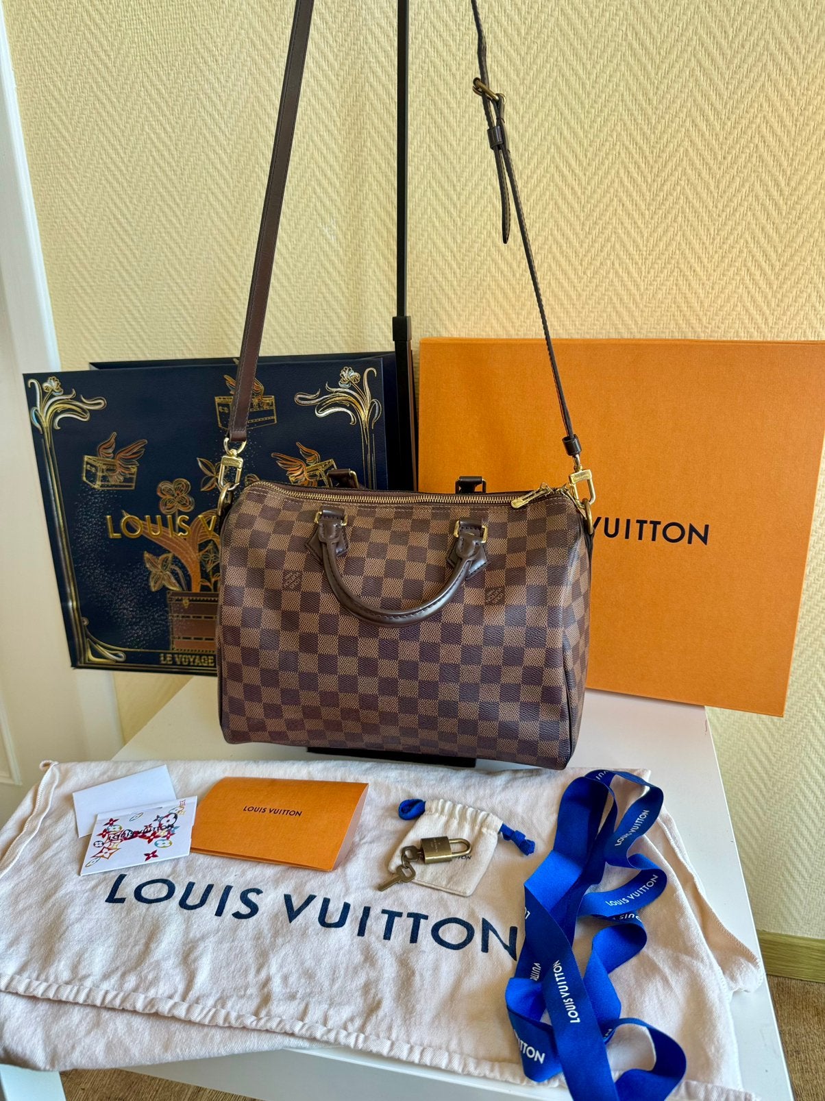 Louis Vuitton Speedy Bandoulière 30 Damier Ebene, Ophalen of Verzenden, Gebruikt, Bruin, Handtas