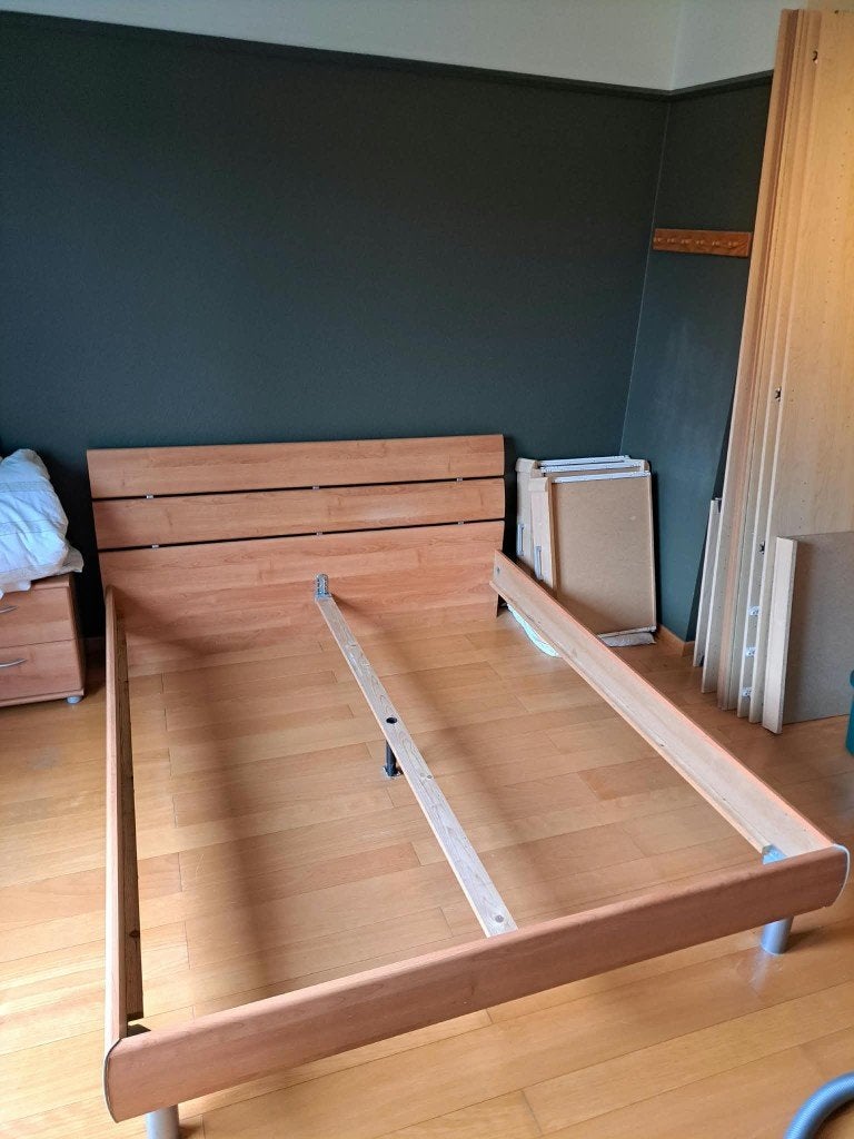 structure de lit & table de chevet, Maison & Meubles, Brun, Enlèvement, Utilisé, 200 cm