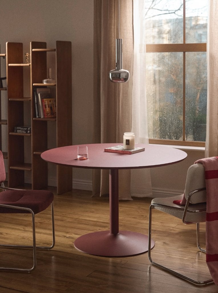 Ronde eettafel Ø120 cm – Bordeaux – Westwing - Ongebruikt, Huis en Inrichting, Tafels | Eettafels, Ophalen, Overige materialen
