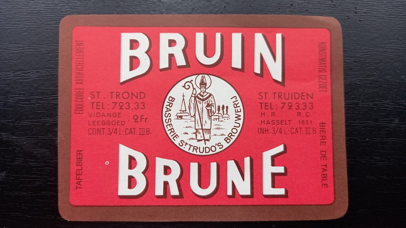 Oud bieretiket br. St. Trudo s, Ophalen of Verzenden