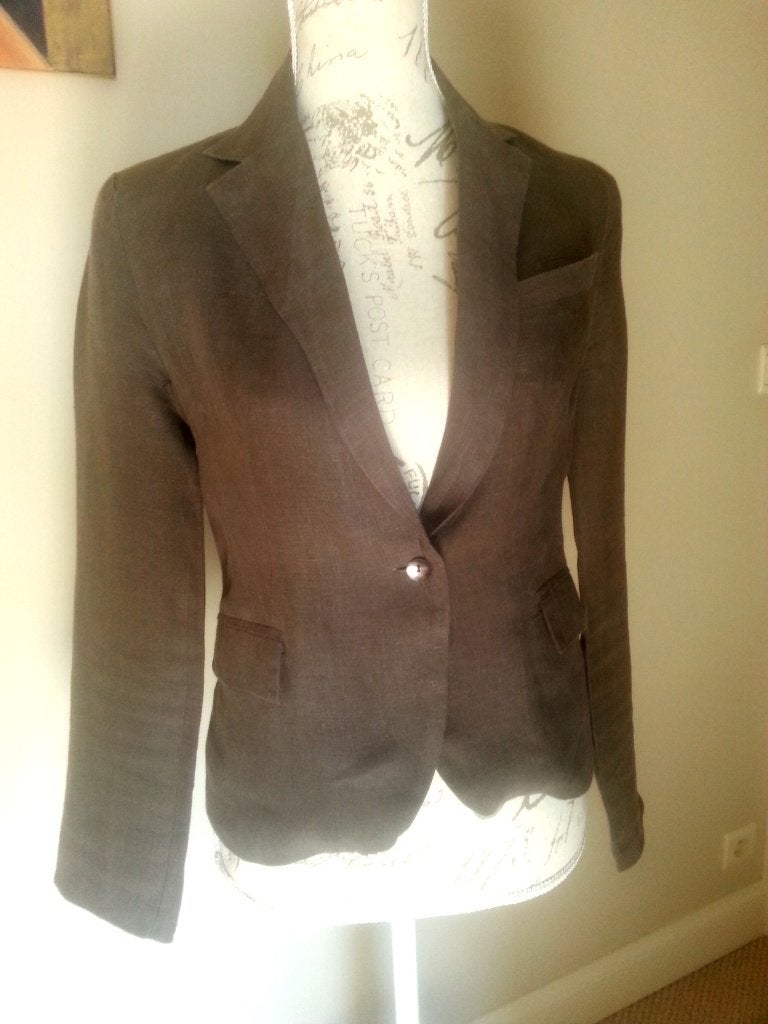 Vest in linnen / bruin / ENOLAH / 36, Bruin, Ophalen of Verzenden, Jasje, Maat 36 (S)