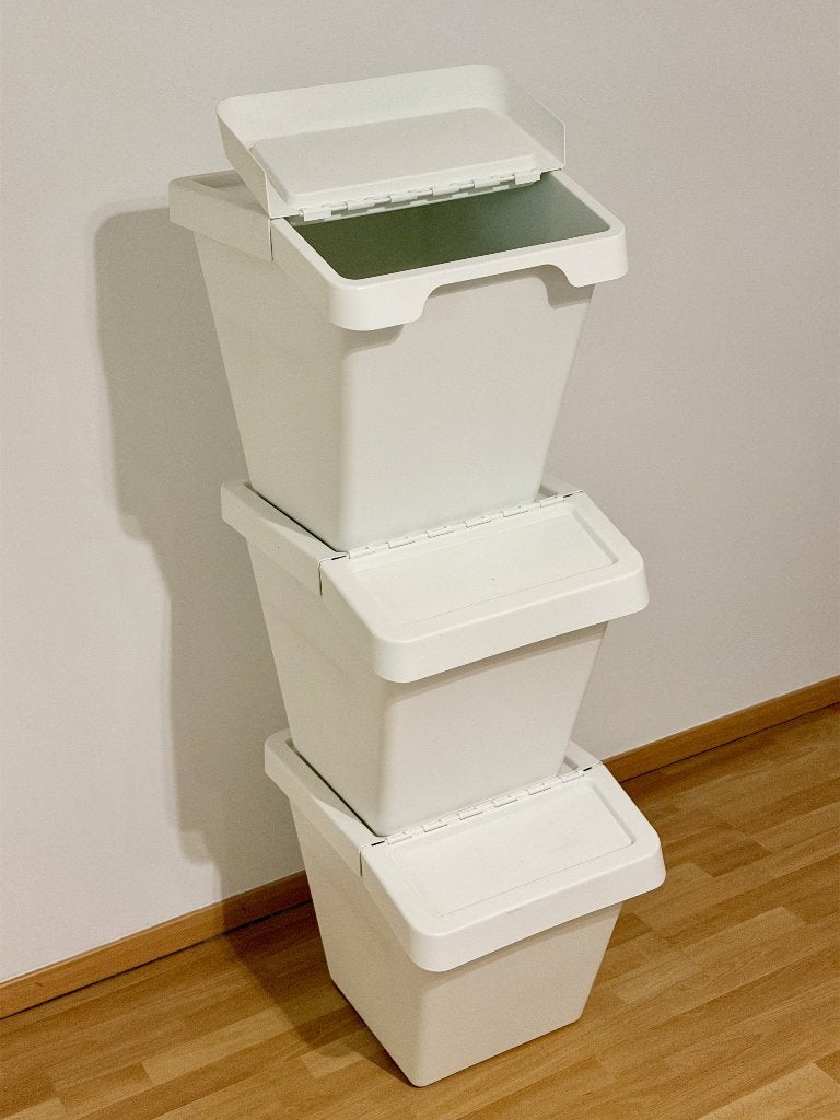 Lot de 3 bacs IKEA SORTERA 60 L empilables, Maison & Meubles, Enlèvement, Utilisé, Autres matériaux