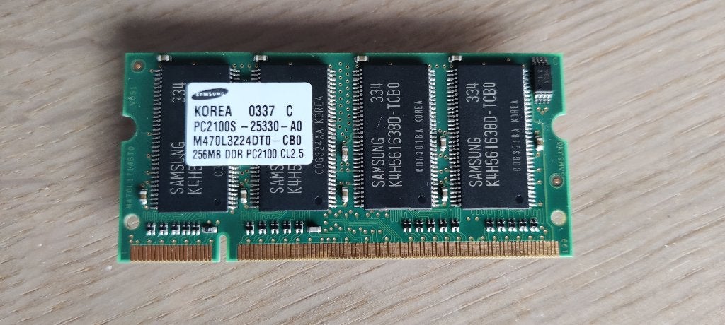 SAMSUNG 256MB 266MHz DDR RAM voor laptops, Computers en Software, Ophalen, 1 GB of minder, Laptop, DDR