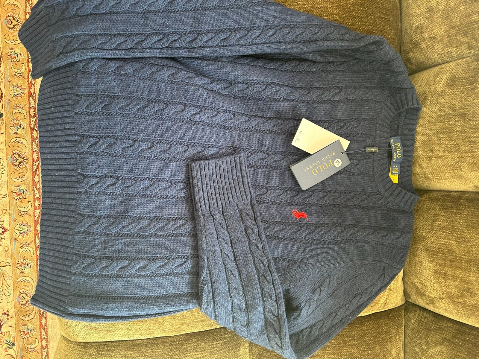 Pull en maille torsadée Ralph Lauren, Enlèvement ou Envoi, Neuf, Bleu