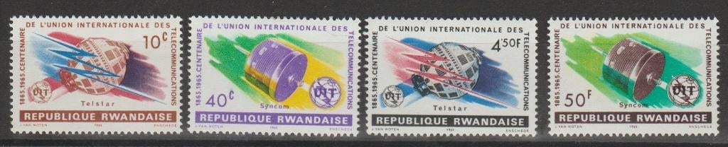 Rwanda 1965 100 jaar U.I.T. (telecommunicatie) (1) **, Ophalen of Verzenden, Overige landen, Postfris