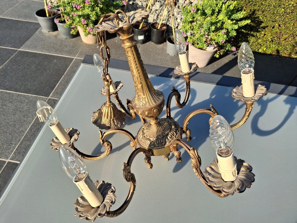 Lustre cuivré, Antiek, Comme neuf, Enlèvement, E14 (petit)