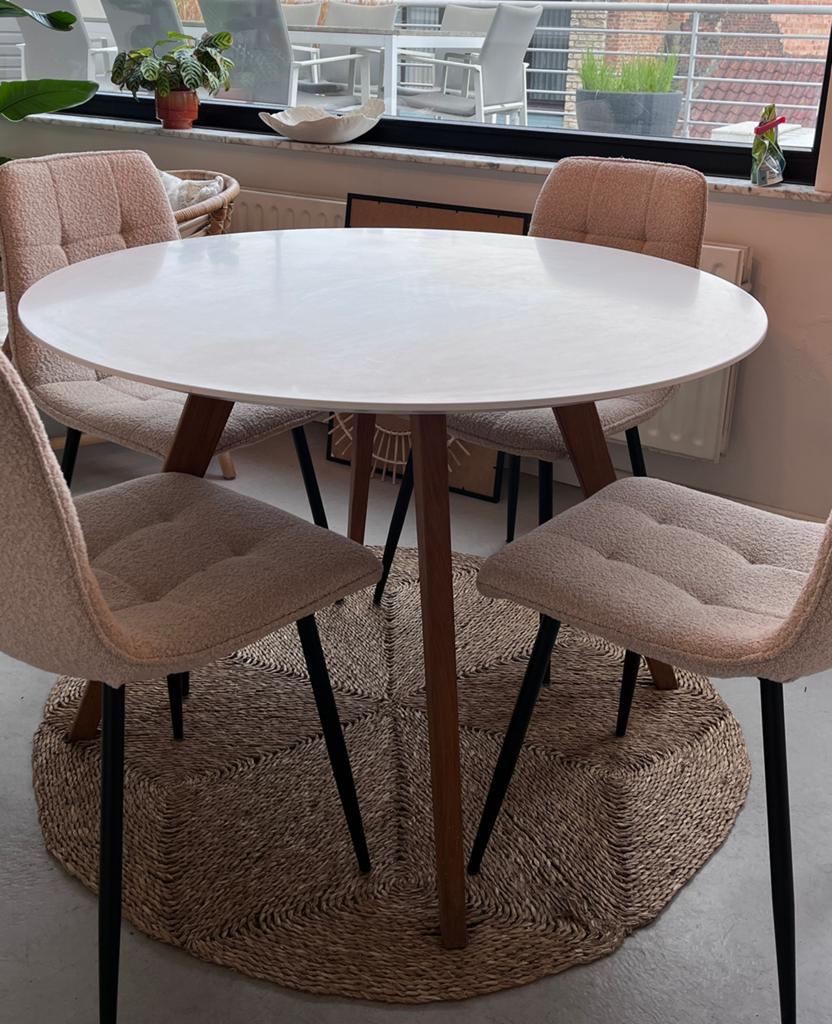 Ronde tafel, Huis en Inrichting, Tafels | Eettafels, Ophalen, Gebruikt, Vier personen, 100 tot 150 cm