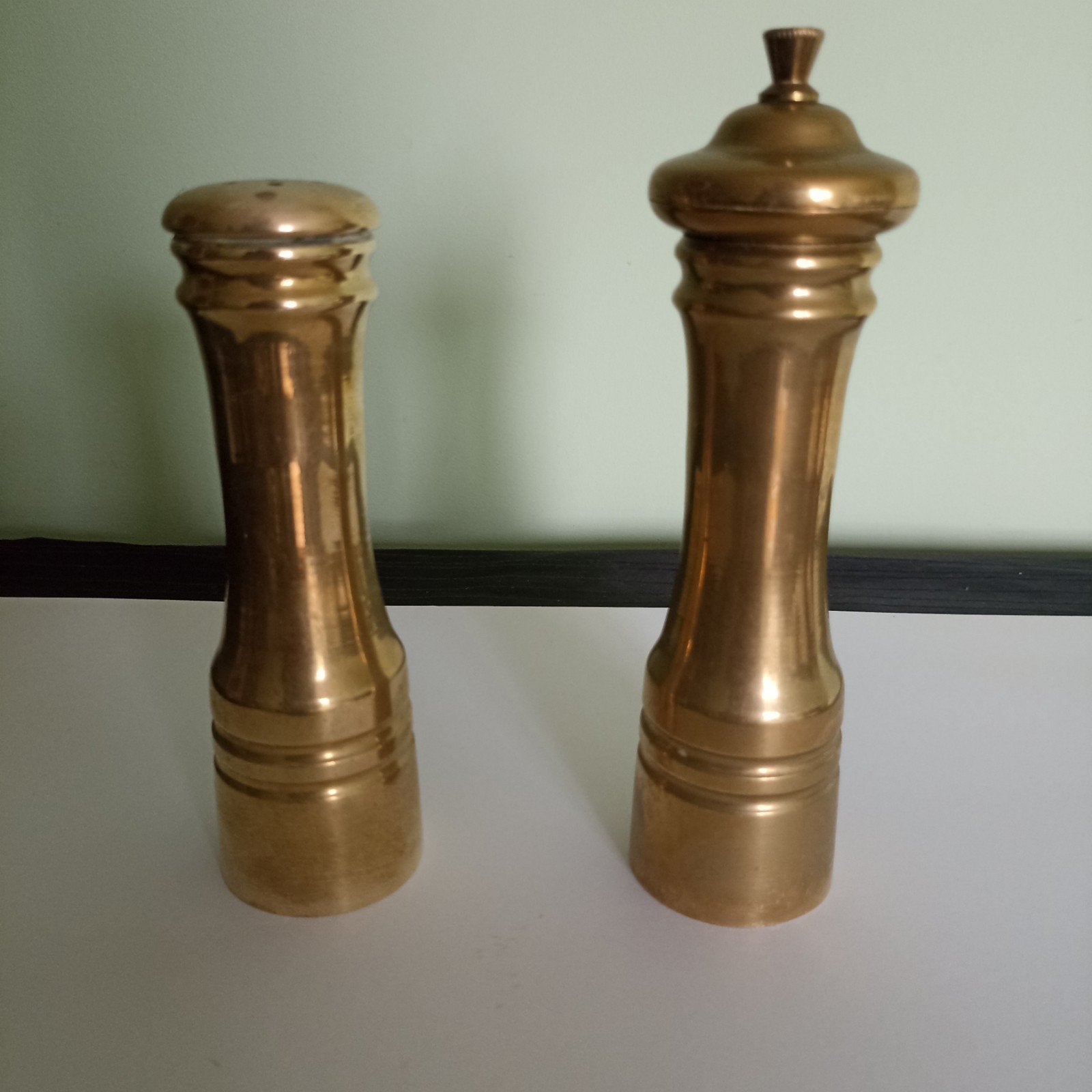 Vintage Italiaans Peper- en Zoutstel – Massief Messing (17 c, Ophalen of Verzenden